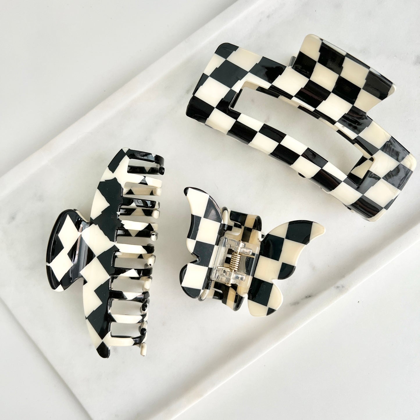 Large Checkered Claw Clip
