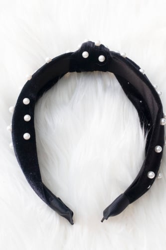 Black Velvet Pearl Headband