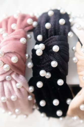 Black Velvet Pearl Headband