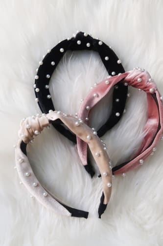 Black Velvet Pearl Headband