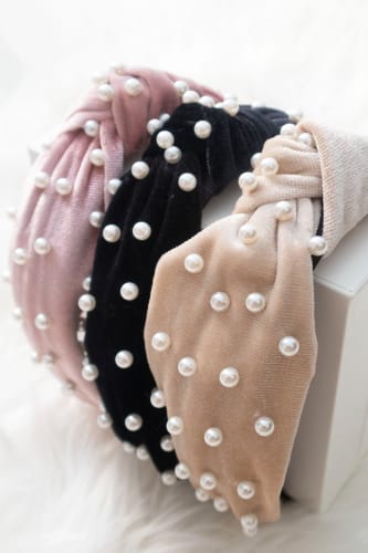 Black Velvet Pearl Headband